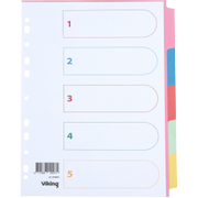 VIKING Standard Blanco tabbladen 100% Gerecycled A4 Kleurenassortiment 5 tabs 175 g/m² Karton 11 Gaten 5 Vellen
