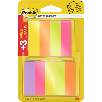POST-IT Indexen Rechthoekig 1,5 x 5 cm Kleurenassortiment 670P63 9 Stuks à 100 Strips (670P63)