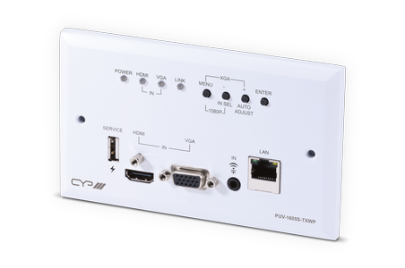 CYP 5-Play HDBaseT Transmitter - VGA/HDMI Wall Plate & Scaling (inc. PoH & single LAN) (PUV-1605S-TXWP)