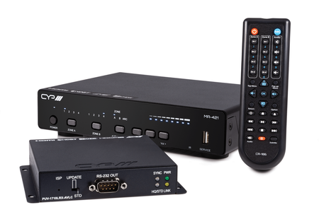 CYP 4 In, 2 HDBaseT Out + HDMI Out Matrix Amplifier - 2x20w, Output Scaling, 4KHDR, App Control, 1 x PUV-1710RX-AVLC (MA-421)