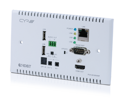 CYP 100m HDBaseT  2.0 Slimline Wall Plate Receiver - 4K, HDCP2.2, PoH, LAN, OAR, USB (PUV-2010RXWP)