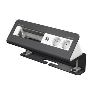 Kindermann CablePort desk² - 6-slot RAL 7015 - 2 sähköä, 1 tupla USB lataus (7430000182)
