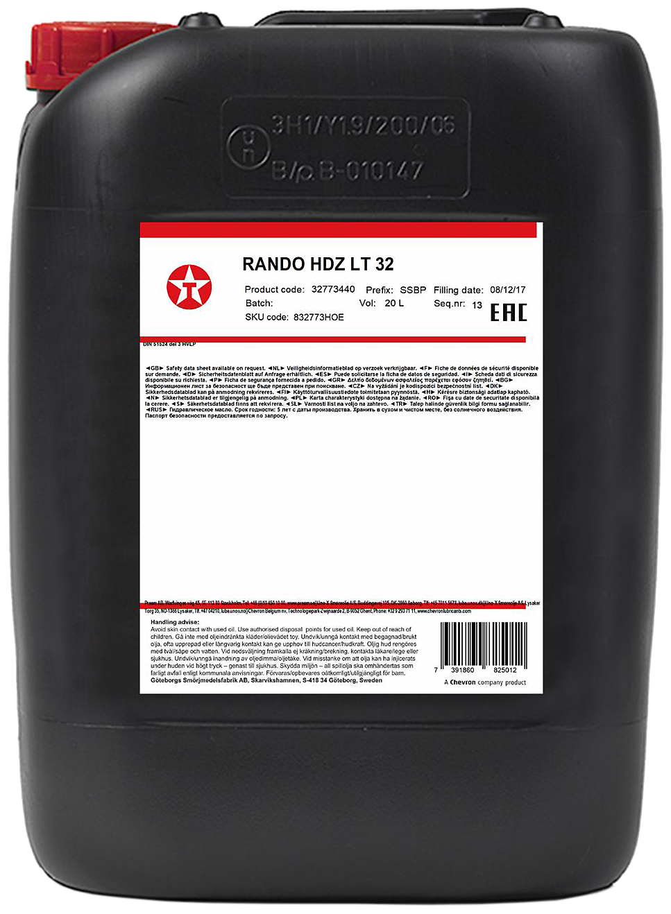 Texaco Rando hydraulikolie HDZ LT 32 20 ltr DMT Værktøj