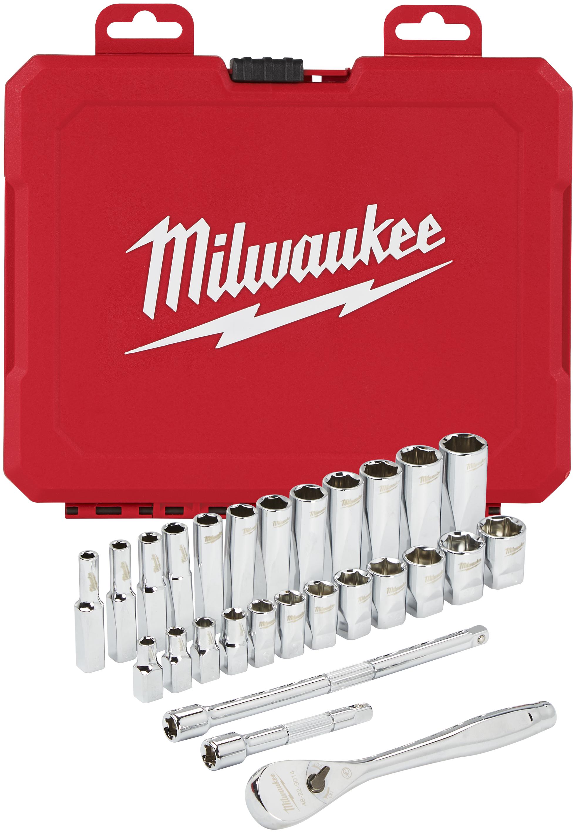 Milwaukee Topnøglesæt 1/4" 5-15mm alm. + 28dele | Værktøj