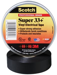 3M Scotch Super 33+ vinyltape sort 25mm×33m (332533)