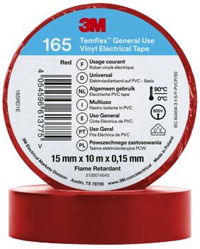 3M Temflex 165 el-vinyltape 15mm×10m rød (165RD1E)
