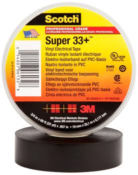 3M Scotch Super 33+ vinyltape sort 25mm×33m (332533)