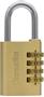 Diesella Kodehængelås 38mm, messinghus/stålbøjle, 4-cifret