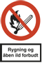OS Skilt 'rygning og åben ild forbudt' vinyl A5