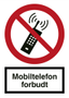 OS Forbudsskilt 'mobiltelefon forbudt' vinyl A4