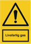 OS Advarselsskilt plast A4 'Livsfarlig gas'