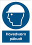 OS Påbudsskilt plast A4 'Hovedværn påbudt'
