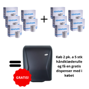 O2O Håndklæderulle, Hagleitner, 2-lags, 190m x 21cm , Ø17,9cm, hvid, genanvendt papir, system inkl. GRATIS Dispenser