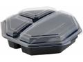 DUNI Plastbakke, Duni Octaview, 3-rums kapacitet 1090ml,230x230x60mm PS, black/transparent, karton a 160 stk Fødevaregodkendt