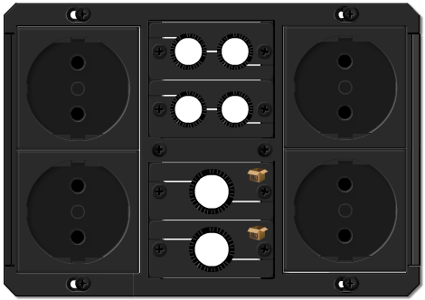 KRAMER Bordbrønn Komplett m/kabler alu 4xPower 2xHDMI (TBUSKIT4PA)