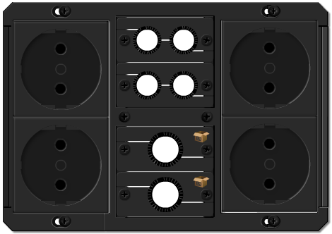 KRAMER Bordbrønn Komplett m/kabler alu 4xPower 2xHDMI 1xVGA-A 1xNett 1xUSB (TBUSKIT4PA)