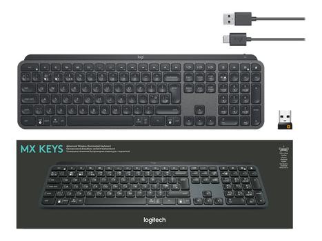 LOGITECH TEST - MX Keys Advanced Unifying Wireless Illuminated Keyboard, Graphite (No) - for testing (TEST-920-009412)