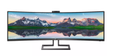 PHILIPS Brilliance P-line 499P9H - LED monitor - curved - 49" (48.8" viewable) - 5120 x 1440 Dual Quad HD @ 60 Hz - VA - 450 cd/m² - 3000:1 - DisplayHDR 400 - 5 ms - 2xHDMI, DisplayPort,  USB-C - speakers - (499P9H/00)