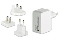 ednet Universal reiselader 2x USB-porter (EU, UK, US)