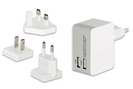 EDNET Universal reiselader 2x USB-porter (EU, UK, US)