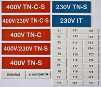 Stansefabrikken Merkeskilt sett for sikringskap