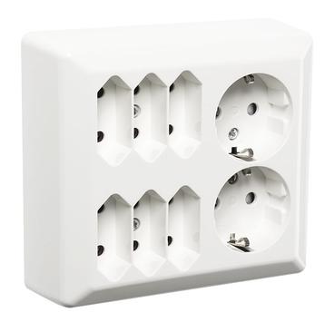 ELKO Multistikkontakt 2+6 europlugg påvegg