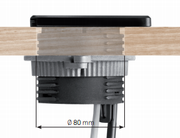 EVOLINE Square80 1xstikk 1xUSB-lader+Qi-lader Sølv (1504332)