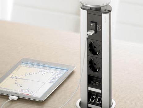 EVOline Port 3xStikk Pop-Up Søyle Sølv (1504110)