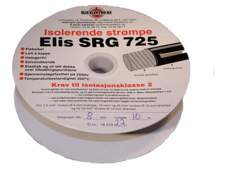 ELIS Elektro Isolerende strømpe SORT 8mm 10m SRG 725