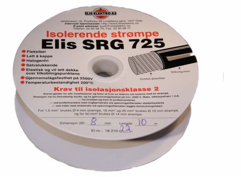 ELIS Elektro Isolerende strømpe SORT 8mm 10m SRG 725 (1821022)