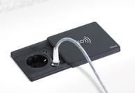 EVOline Square80 sort - 1x stikk 1x 1000mA USB lader Qi Cat.6 (1504333)