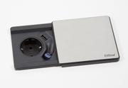 EVOLINE Square80 sølv - 1x stikk 1x 1000mA USB lader Qi Cat.6 (1504335)