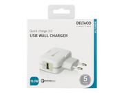 Deltaco USB-AC167 AC-adapter,  19.5W 3A Quick Charge 3.0 (USB-AC167EU)