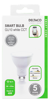 Deltaco Smart Home GU10 5W LED WiFi 2700K-6500K (SH-LGU10W)