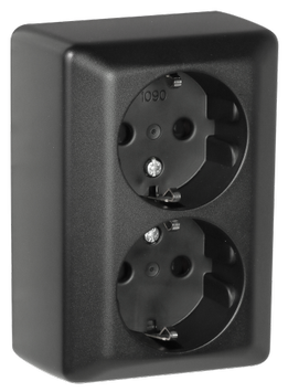 ELKO Dobbel stikkontakt m/j påvegg sort