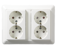 ELKO 4-veis Stikkontakt innfelt 1085 PT m/j Polarhvit (1511855)