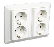 ELKO 4-veis Stikkontakt innfelt 1085 PT m/j Polarhvit (1511855)