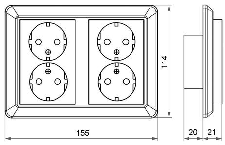 ELKO 4-veis Stikkontakt innfelt 1085 PT m/j Polarhvit (1511855)