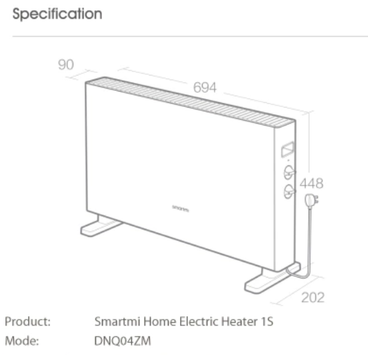 Xiaomi Smartmi Heater 1S varmeovn frittstående konvektorovn 2200W (ERH6003EU)