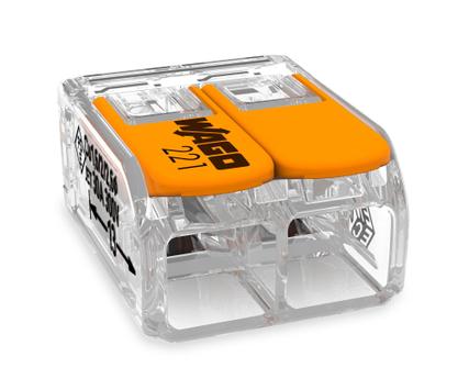 Wago Koblingsklemme m/åpner 2-hull 6mm² 50-pk