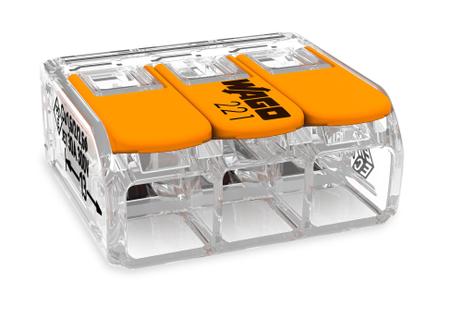 Wago Koblingsklemme m/åpner 3-hull 6mm² 3-pk