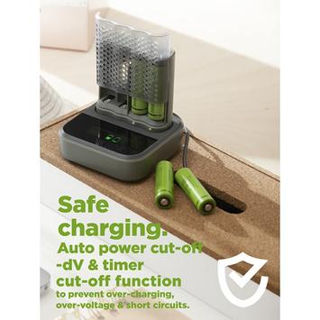 GP ReCyko hurtigladestasjon m/8x AA-batterier 2600mAh NiMH oppladbare (202243)