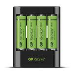 GP ReCyko lader m/4x AA-batterier 2600mAh NiMH, inkludert micro-USB-lader og veggadapter (202229)