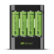 GP ReCyko lader m/4x AA-batterier 2600mAh NiMH, inkludert micro-USB-lader og veggadapter