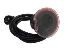 ELKO Borduttak Stikkontakt+1xUSB A Sort
