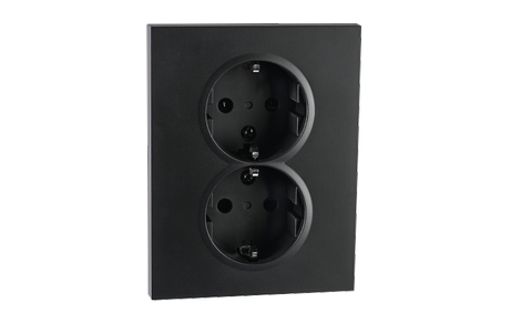 SG Stikkontakt Lav Innfelt Sort Dobbel m/j 1,5 boks