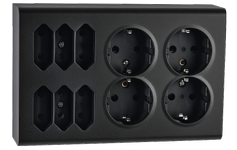 SG Stikkontakt Påvegg Sort 4+6 Euro m/j