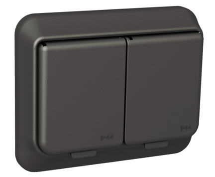 Schneider Exxact Dobbel Stikkontakt Antrasitt IP44 m/lokk