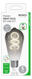 Deltaco SMART HOME Spiral LED glødepære,  E27,  WiFI 2.4GHz,  5.5W,  400lm (SH-LFSE27ST64S)