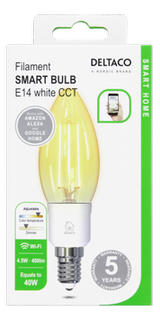 Deltaco LED-lyspære Wi-Fi E14 (SH-LFE14C35)
